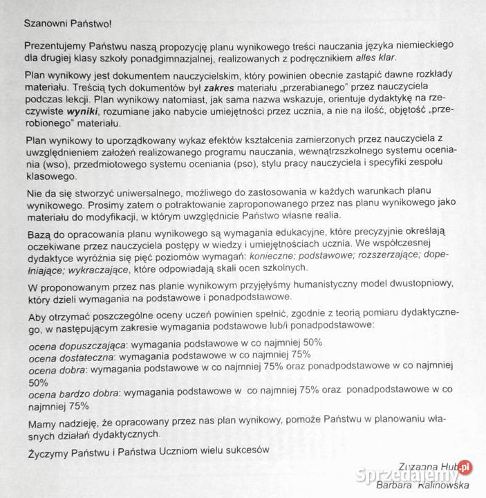 Alles klar 2 Plan wynikowy K Łuniewksa Tworek Chełm