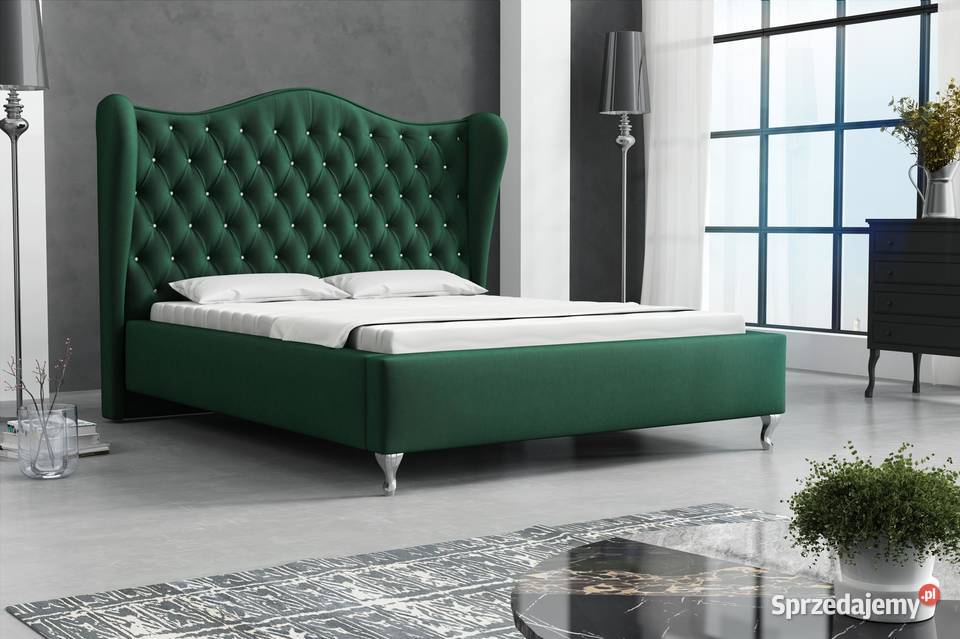 łóżko uszak 160x200 glamour wysokie stelaż 180cm