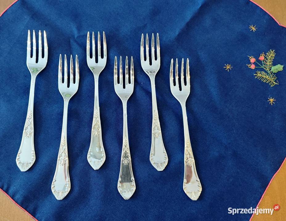 Platerowane widelce do ryb Hefra 6 sztuk Antyki, Sztuka, Kolekcje Szczecin