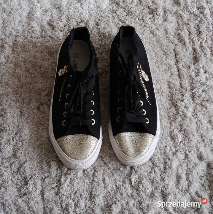 Trampki złote mieniące drobinki zamek 36 inna dolnośląskie