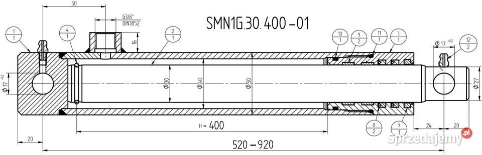 Siłownik Cylinder Hydrauliczny NURNIK SKOK 30x Solec Kujawski sprzedam