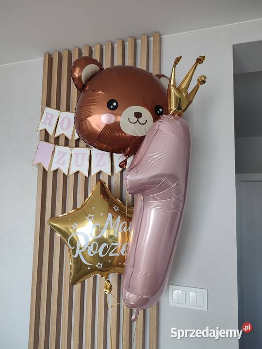 Balony z helem na roczek 3 sztuki