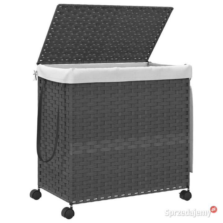 Kosz na pranie z kółkami szary 60x35x605 rattan Warszawa