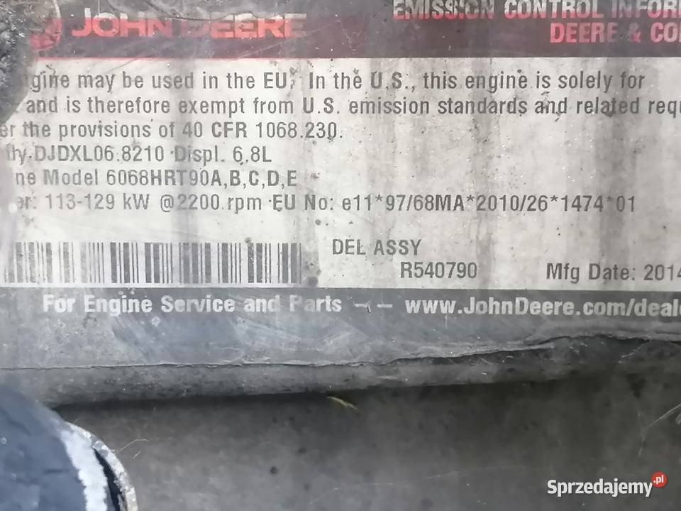 Blok silnika John Deere 6068HRT90 Class Arion Zajęczniki