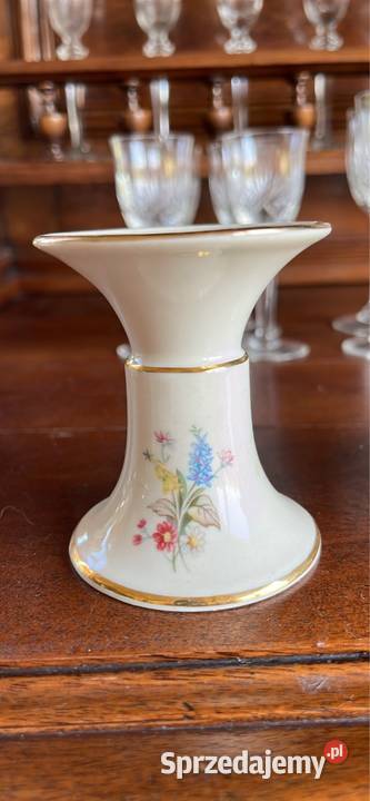 Świecznik Hertel Jacob Germany Niebieski Porcelana i szkło Gdańsk