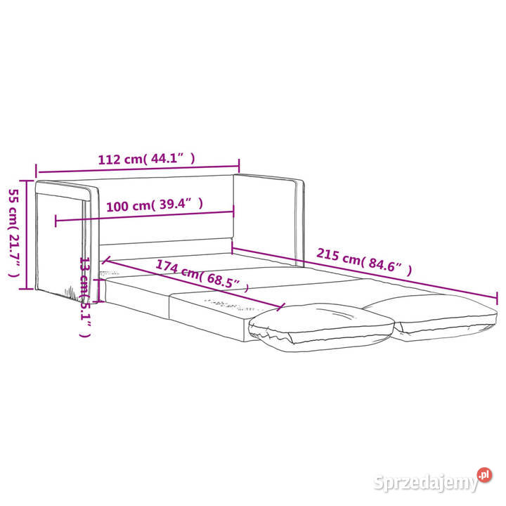 Sofa podłogowa 2w1 cappuccino 112x174x55