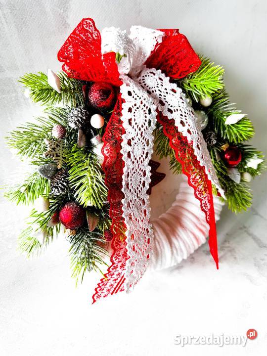 Wianek świąteczny czerwony rozmiar M Zielona Góra