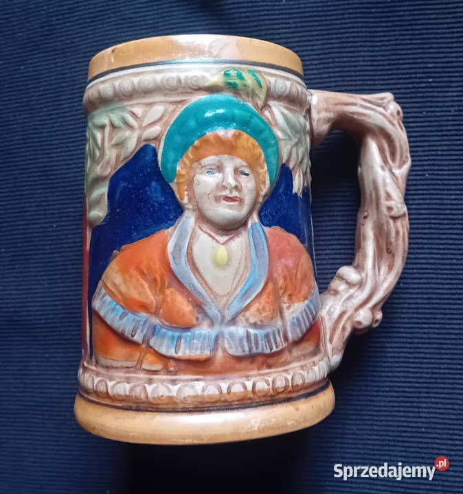 Dwa ceramiczne kufle ze scenkami rodzajowymi wielkopolskie Koźminek