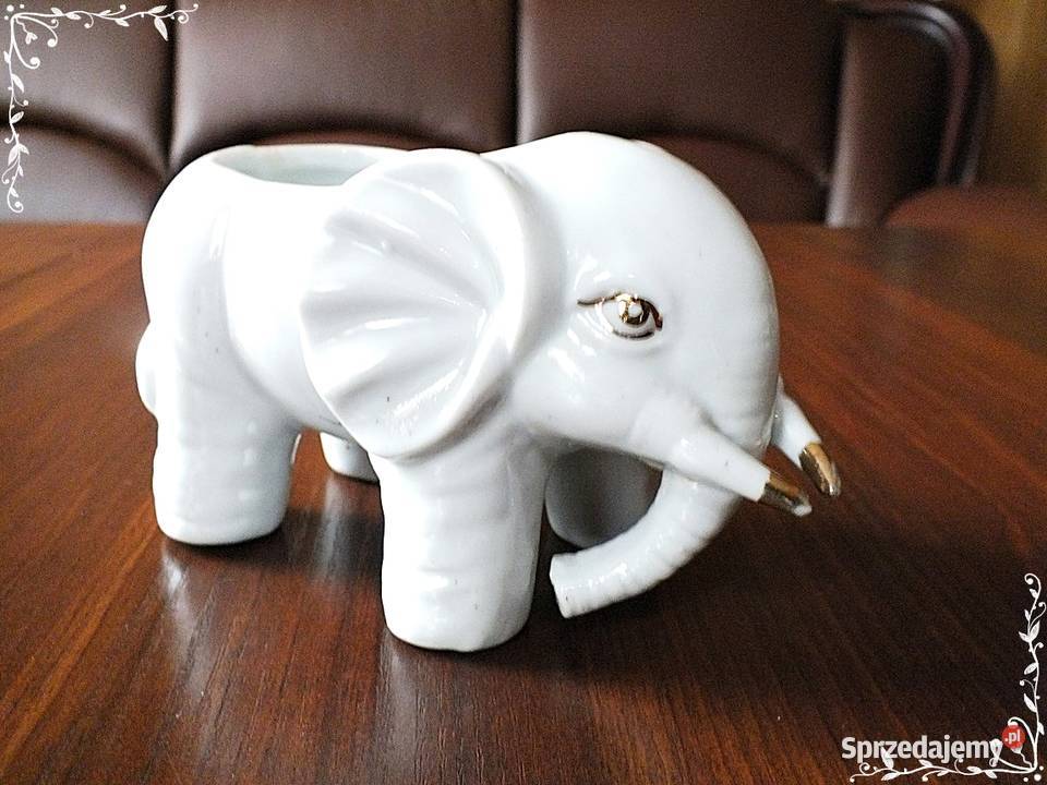 Porcelanowy Słoń Osłonka na doniczkę lubuskie Żary