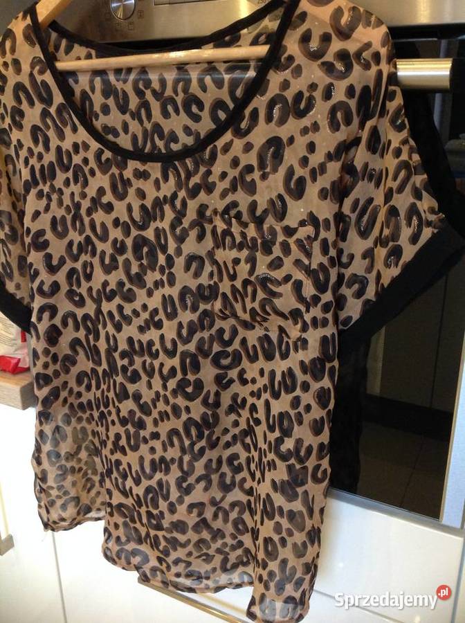 Bluzka Panterka Mgiełka Damska M Zwierzęcy Print Nowa Sól