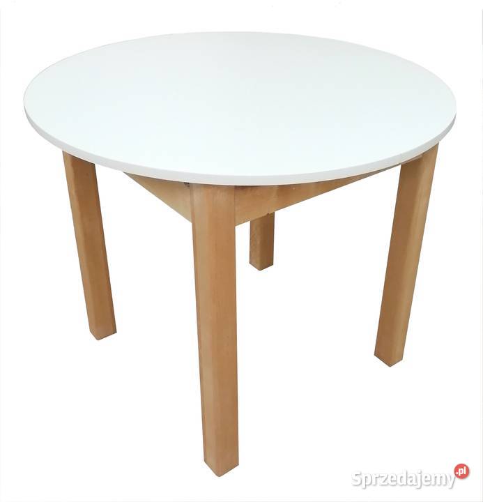 STÓŁ OKRĄGŁY FI 80 DREWNIANY DĄB BIAŁY ŁAWA Stoły, krzesła, biurka warmińsko-mazurskie Tołkiny