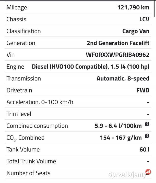 Ford Transit Connect 15 TDCI ECOBLUE SKRZYNIA osobowe Chełm