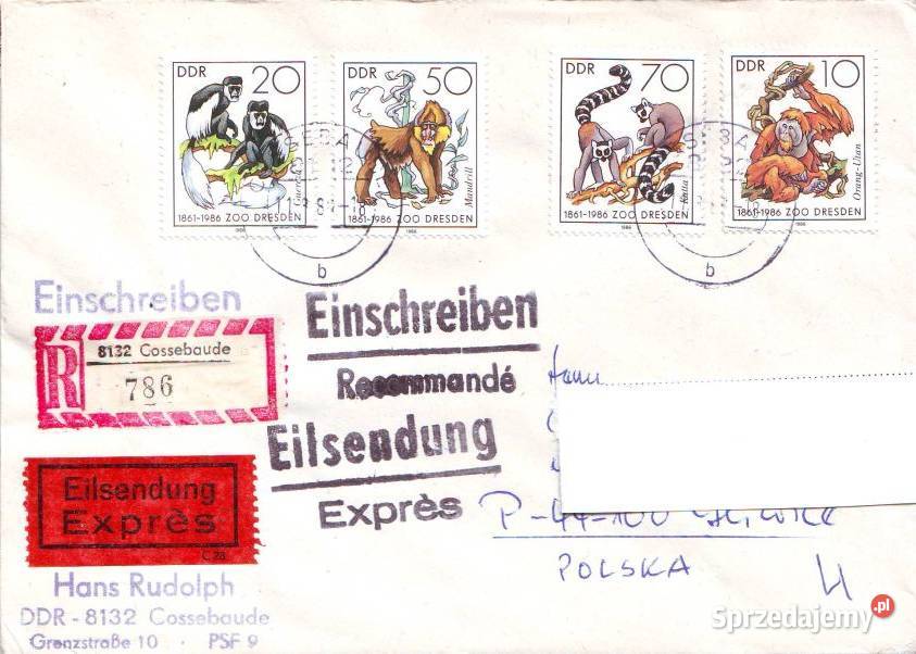 Koperta z koresp filat NRD Polska 1986 Filatelistyka Gliwice