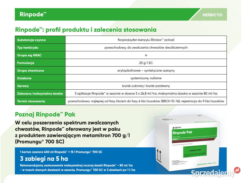 Rinpode herbicyd Corteva ochrona buraków Nawozy i ŚOR Słupca
