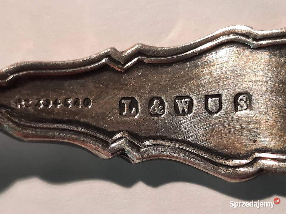 Elegancka łyżka do cukru pudru ze srebra Anglia wielkopolskie Poznań