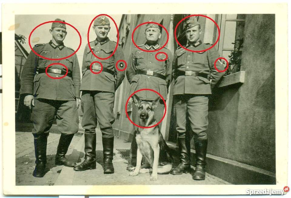 Stare zdjęcie żołnierz niemiecki grupowe 2 wojna Militaria Ostrów Wielkopolski