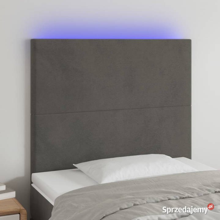 Zagłówek do łóżka z LED ciemnoszary 100x5x118128