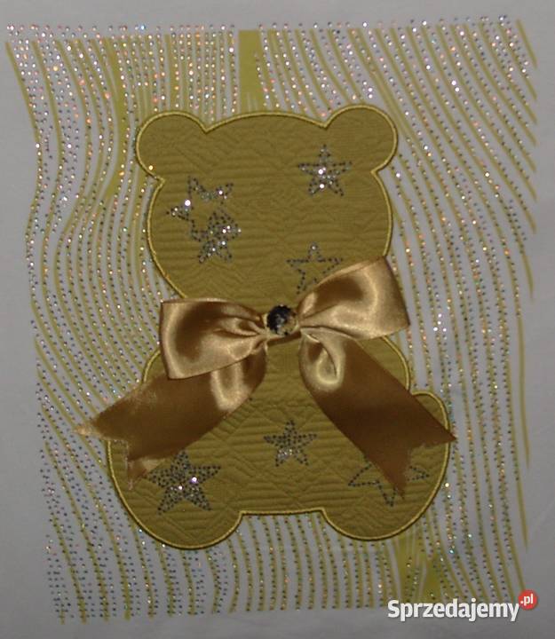 NOWY TSHIRT z Miśkiem kokarda cyrkonie r ML