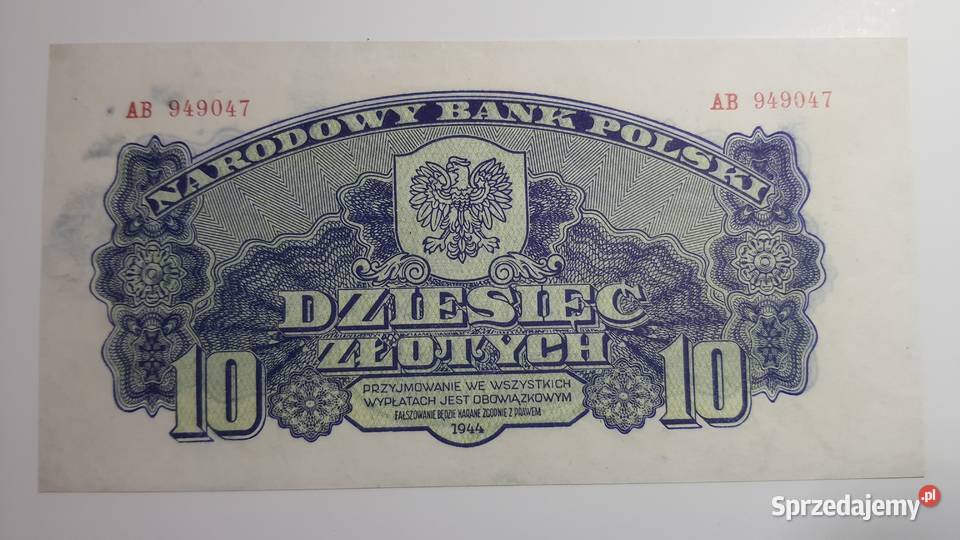 10 złotych 1944 obowiązkowym Warszawa sprzedam