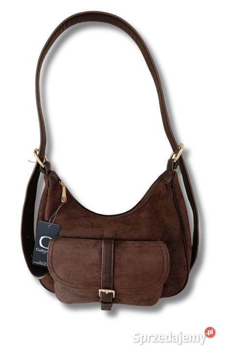 Brązowa torebka damska z szerokim paskiem Żabiczyn