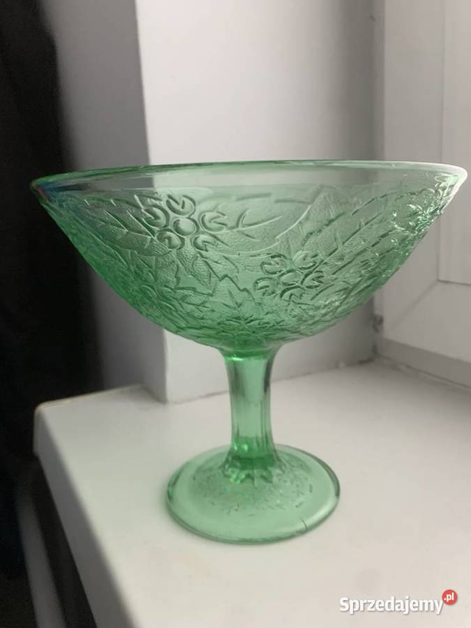 Zielona piękna Patera Huta Niemen wzór borówki P Łowicz