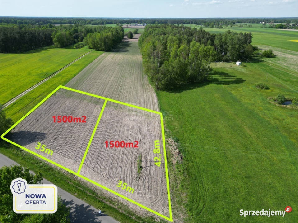 Działka o powierzchni 1500m2 w Łomazach Łomazy