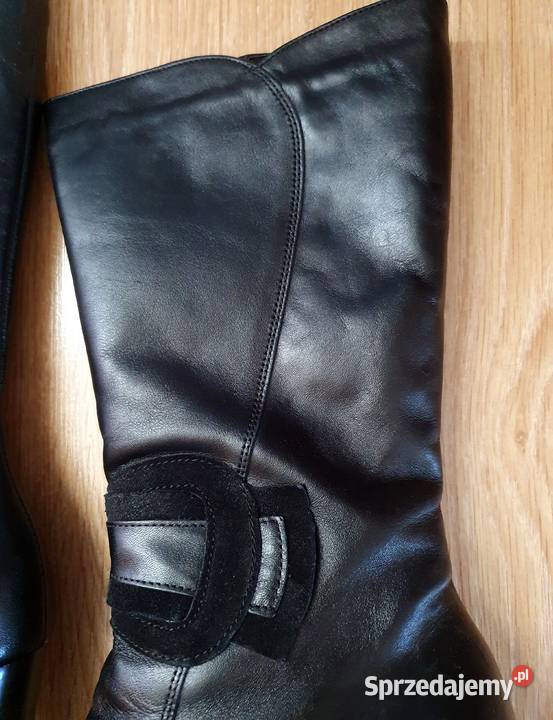 Kozaki skórzane ocieplane kożuszek 41