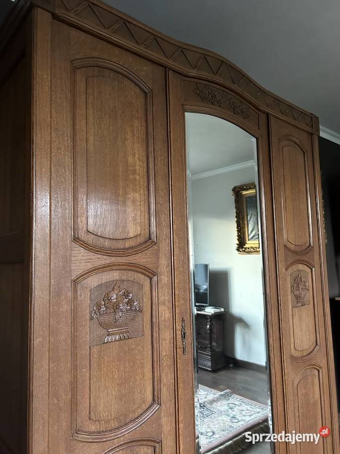 Dębowa francuska szafa z lustrem kryształowym Poznań