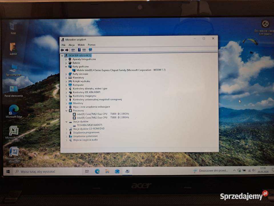 100 sprawny Acer 5336 2x20GHz750GB HDD4GB Warszawa