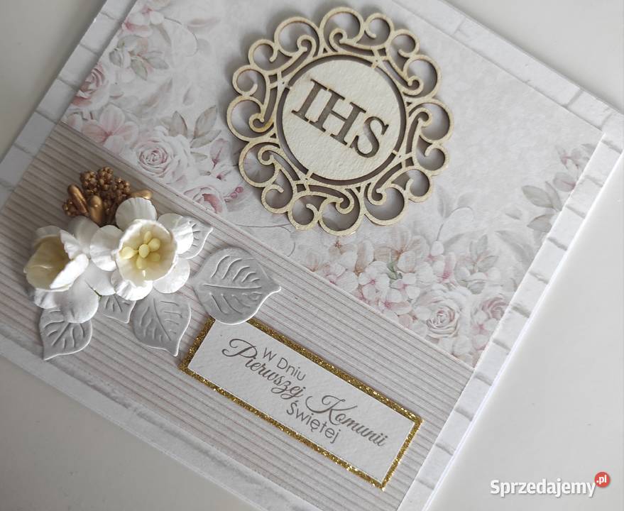 Kartka ręcznie robiona na Komunię Świętą z Łódź