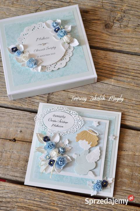 Kartka na Chrzest Święty w pudełku różne wzory Rękodzieło pomorskie Słupsk