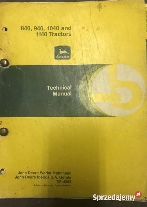 Instrukcja John deere 840 940 1040 1140 napraw Szamotuły
