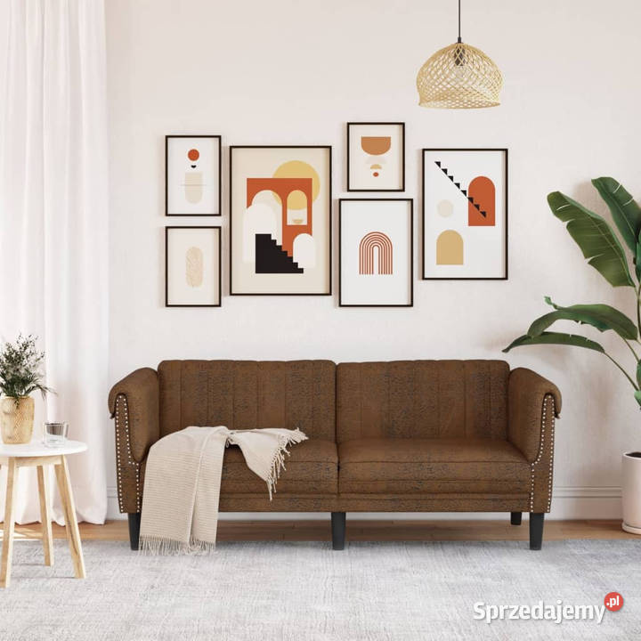 Sofa 2os brązowa sztuczna skóra zamszowa mazowieckie Warszawa