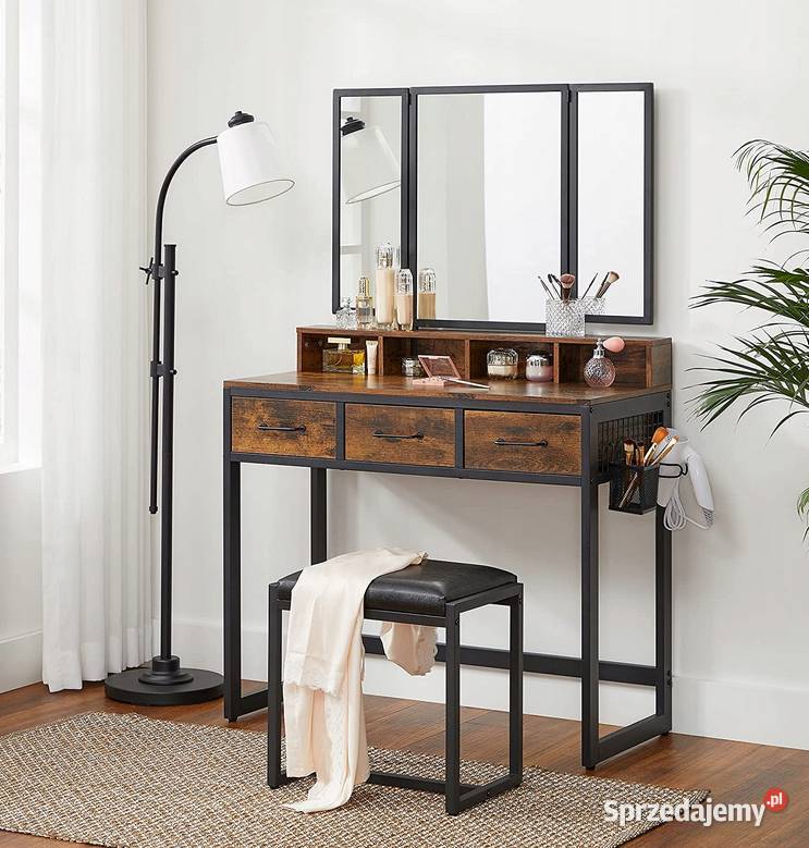 TOALETKA LUSTRO TABORET LOFT RUSTYKALNA RETRO Komplety mebli Choroszcz