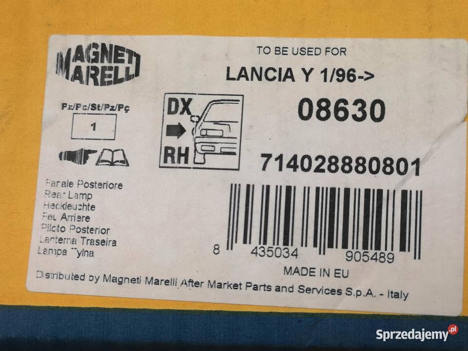 LAMPA PRAWY TYŁ LANCIA YPSILON 19952003 NOWA Motoryzacja