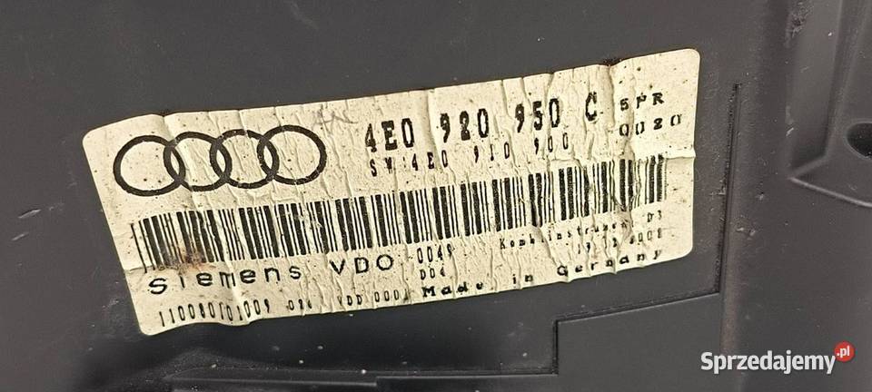 LICZNIK ZEGAR AUDI A8 D3 4E0920950C sprzedam