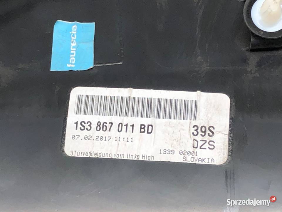 BOCZEK DRZWI LEWY PRZÓD SKODA CITIGO 1S3867011 sprzedam