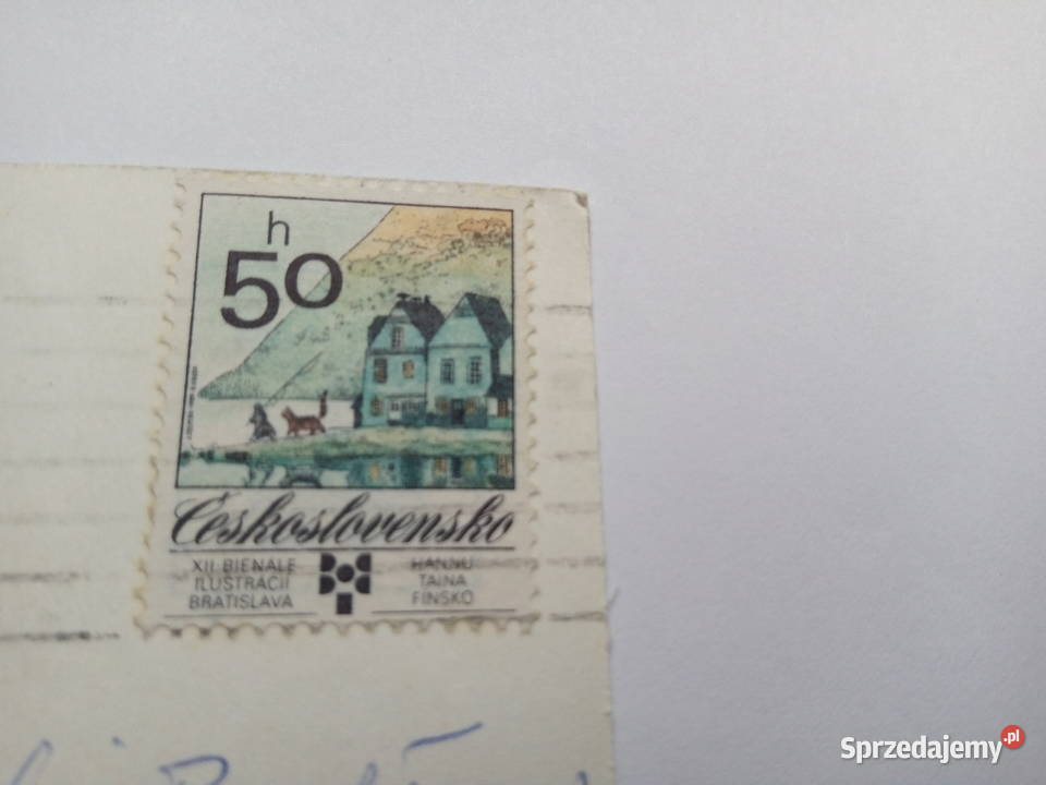 Pocztówka Zamek Czeski Krumlow z 1990r Znaczek Dąbrowa Górnicza