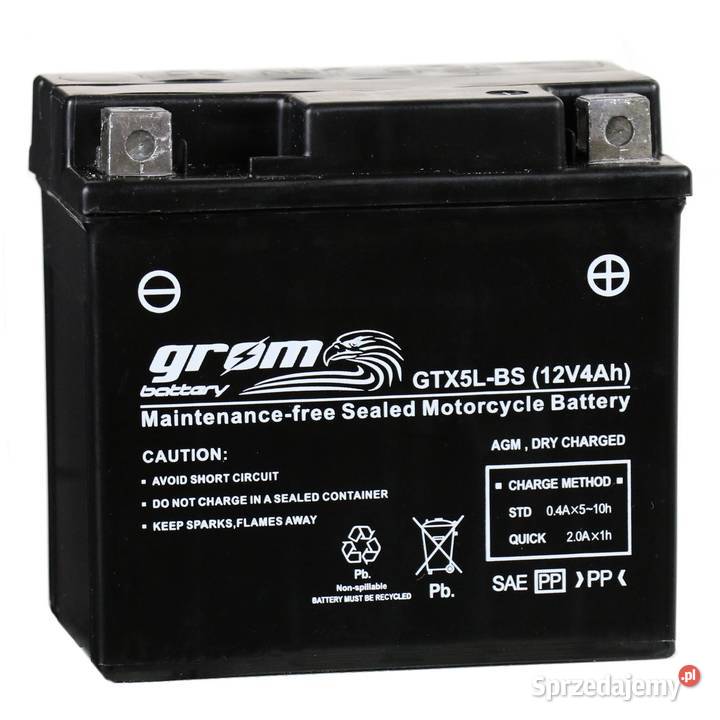 Akumulator 12V 4Ah 80A P motocyklowy GROM Akumulatory motocyklowe Układ elektryczny, zapłon lubuskie Gorzów Wielkopolski