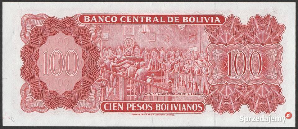 BOLIWIA 100 PESOS BOLIVIANOS 1962 STAN BANKOWY Numizmatyka łódzkie Łódź sprzedam