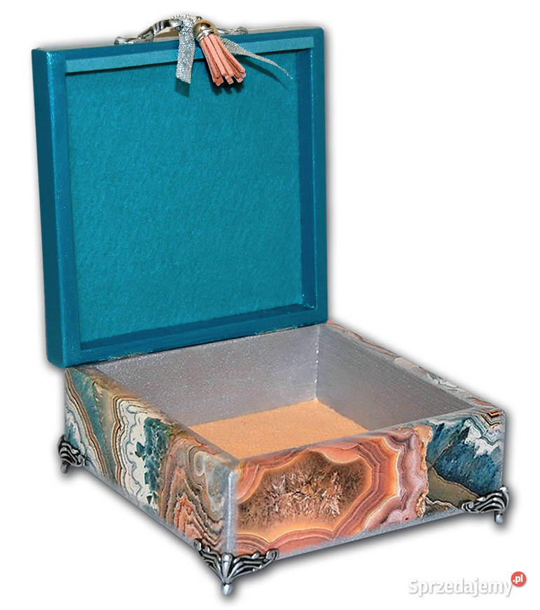 zdobiona SZKATUŁKA drewniana AGAT SILVER Bydgoszcz