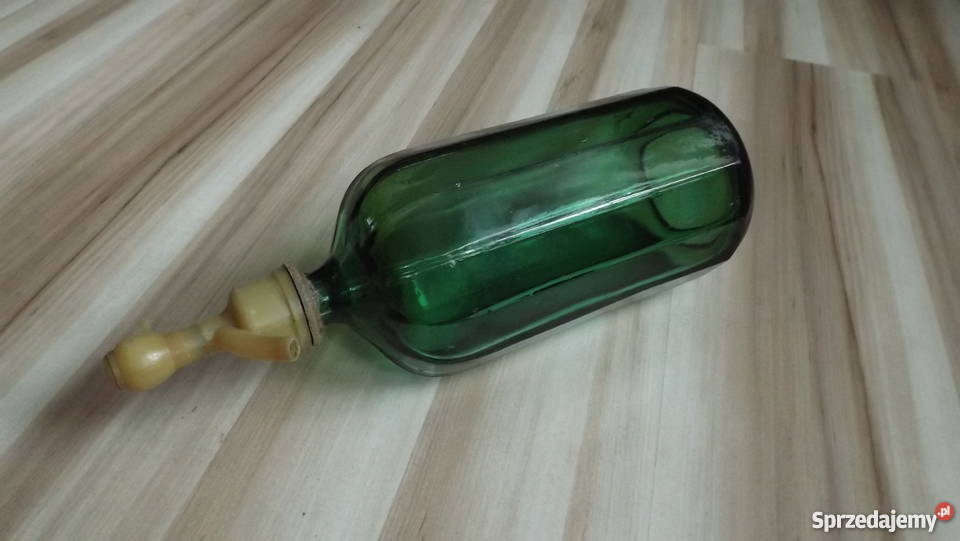 STARY szklany SYFON zielone szkło warmińsko-mazurskie Grodziczno