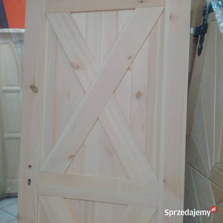 Loft Sosnowe drewniane drzwi Mocne solidne Wieliczka