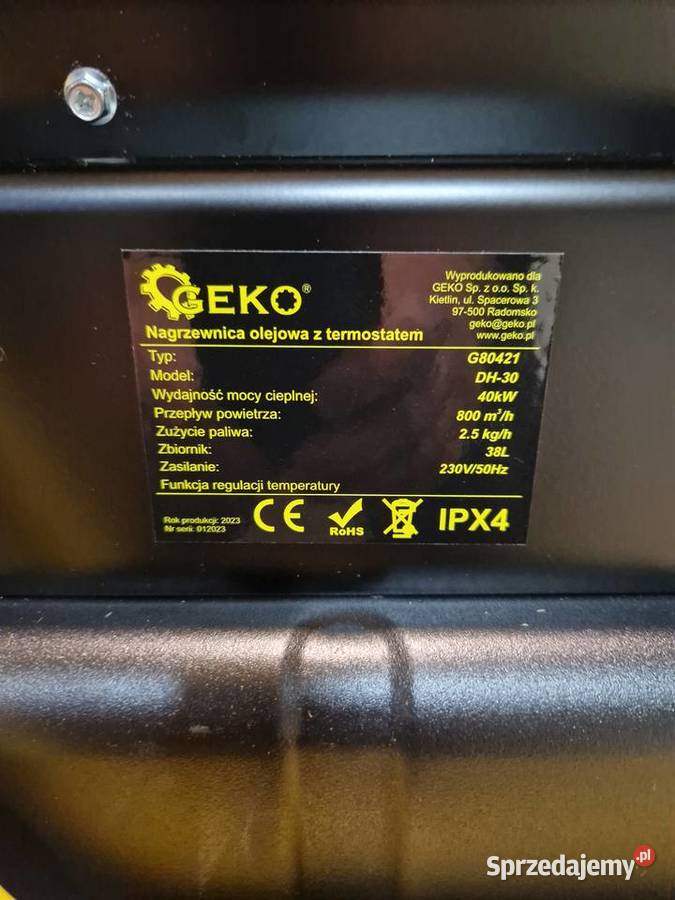 Nagrzewnica olejowa z termostatem 40KW Geko Głogowa