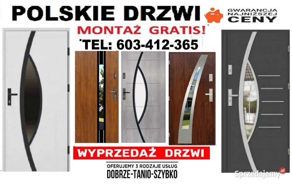 Drzwi zewnętrzne drewniane i metalowe Skierniewice sprzedam