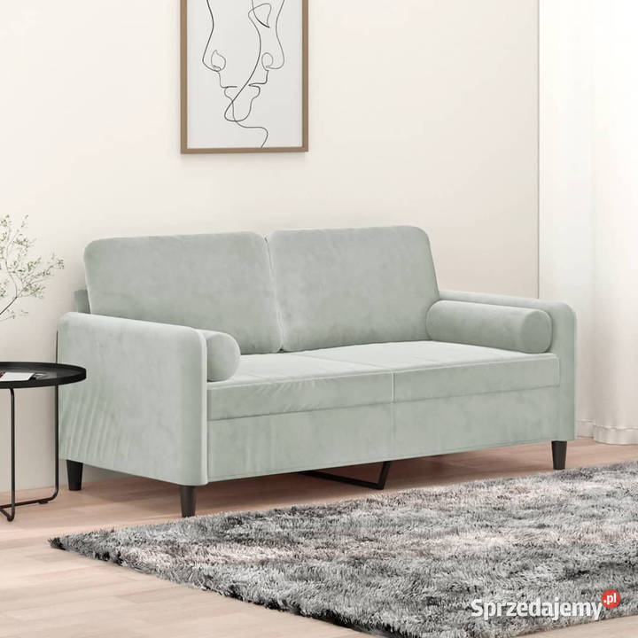 2osobowa sofa z poduszkami jasnoszara 140 Warszawa