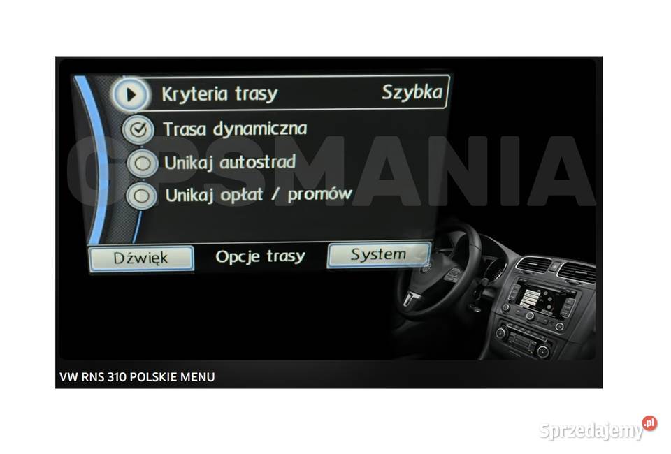 RNS 310 polskie menu polski lektor VW Skoda Seat łódzkie
