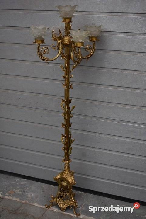 Stojąca Lampa z Brązu z 5 Kloszami Vintage