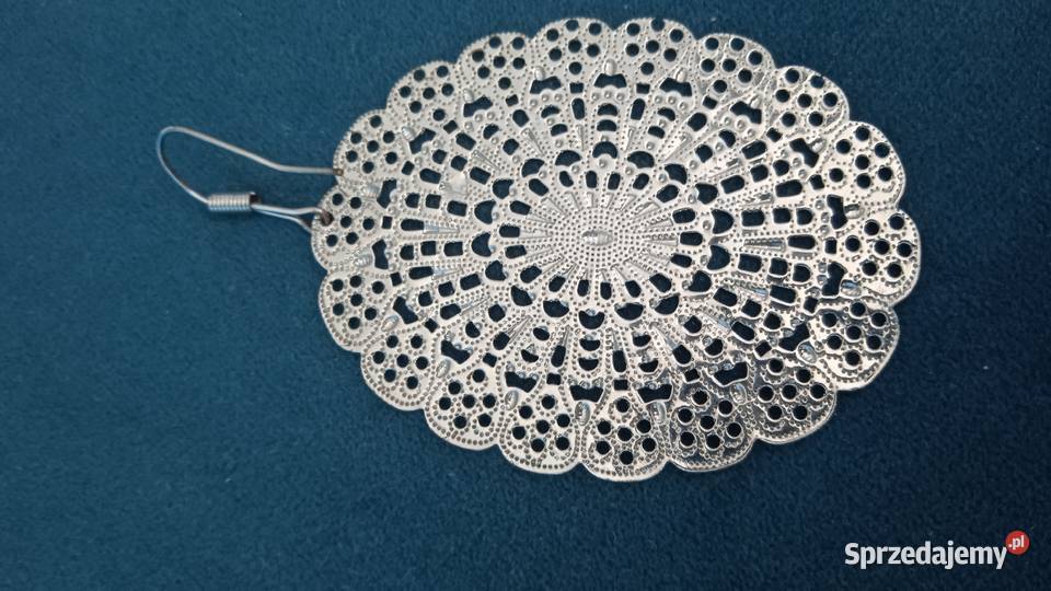 OKAZAŁE SREBRZONE KORONKOWE KOLCZYKI Piła