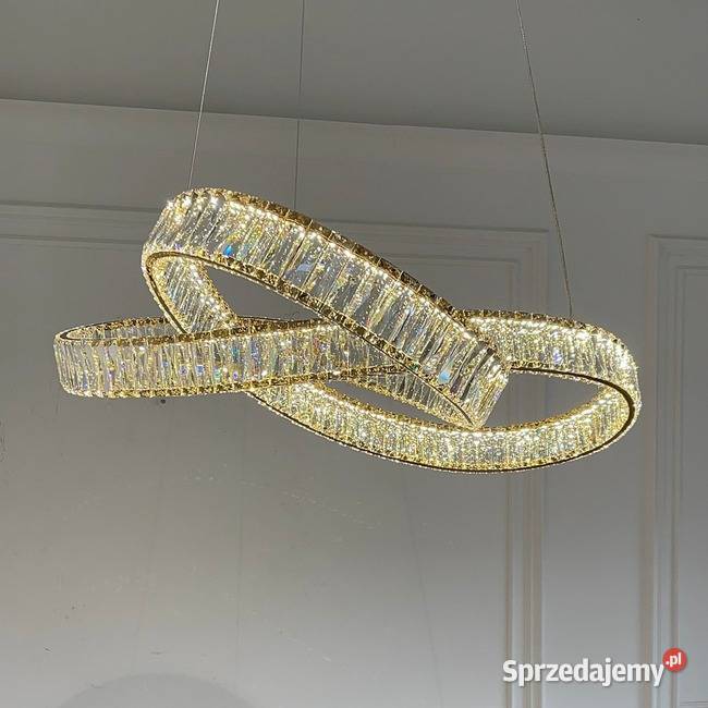 Złoty nowoczesny żyrandol kryształowy glamour Warszawa